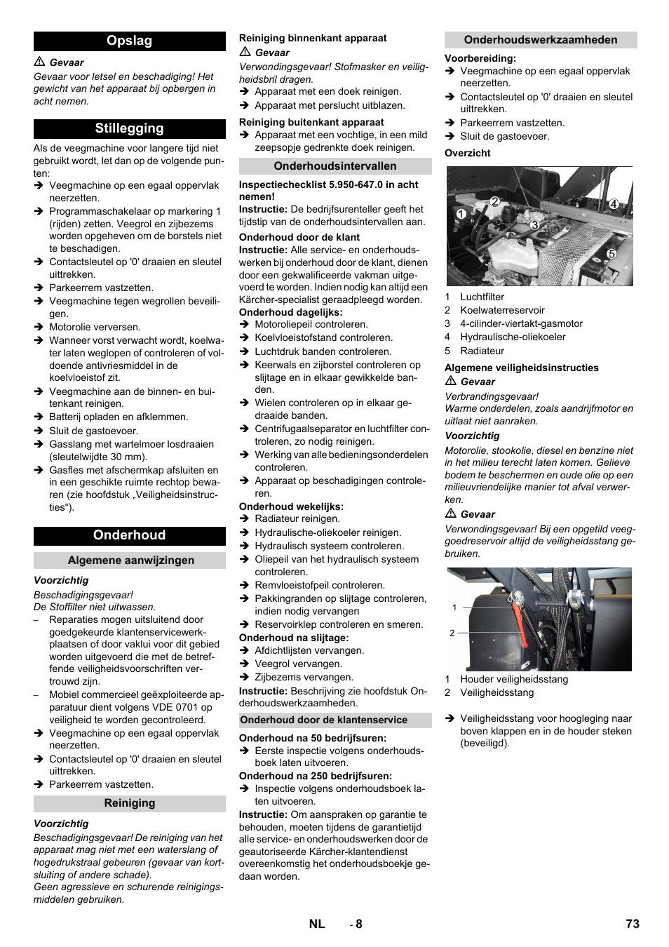 Opslag stillegging onderhoud | Karcher KM 170-600 R Lpg User Manual | Page 73 / 472