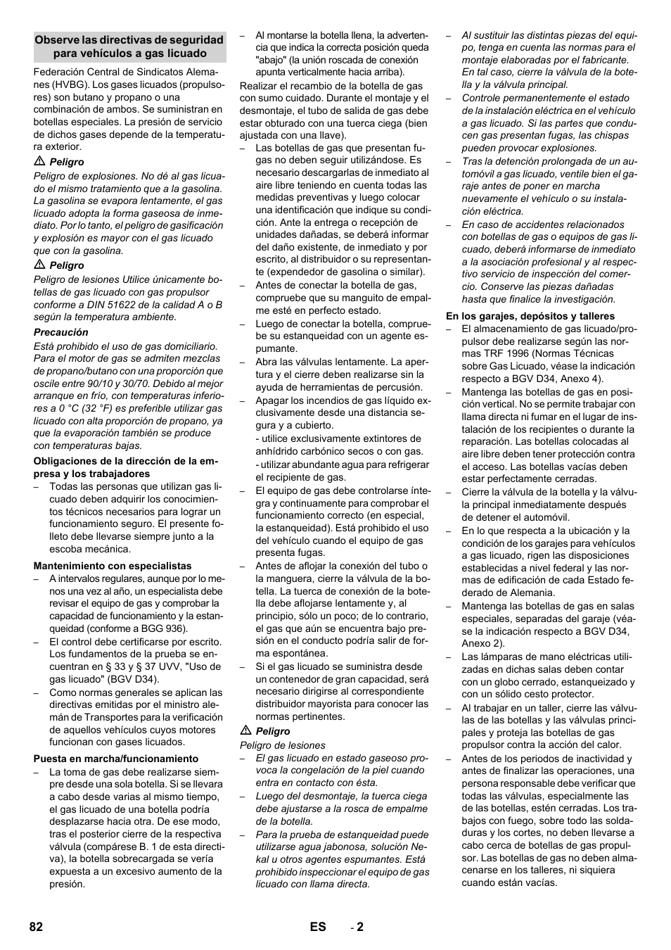 82 es | Karcher KM 170-600 R Lpg User Manual | Page 82 / 472