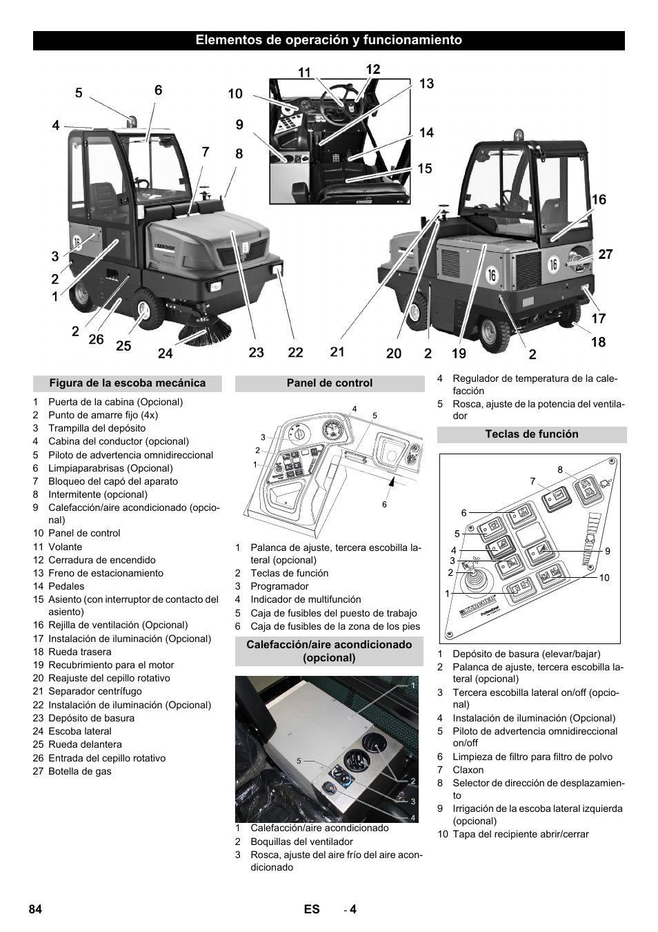 Elementos de operación y funcionamiento | Karcher KM 170-600 R Lpg User Manual | Page 84 / 472