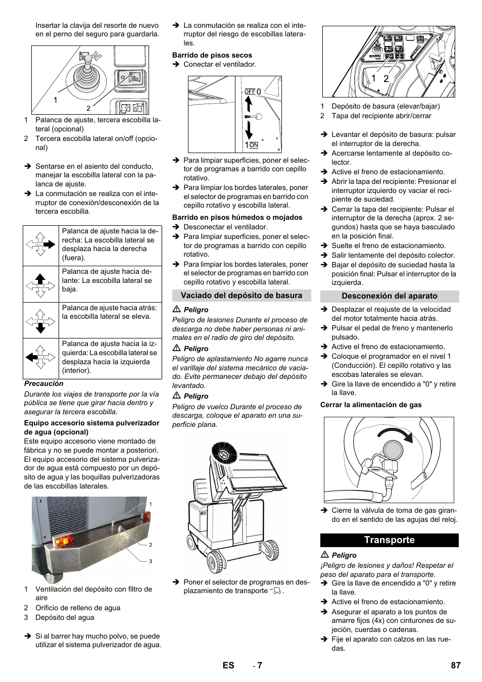 Transporte | Karcher KM 170-600 R Lpg User Manual | Page 87 / 472