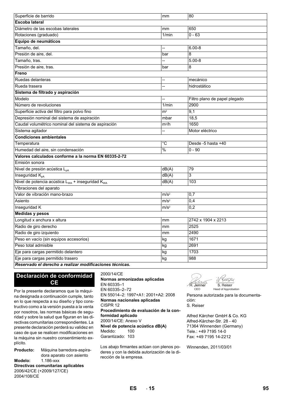 Declaración de conformidad ce | Karcher KM 170-600 R Lpg User Manual | Page 95 / 472