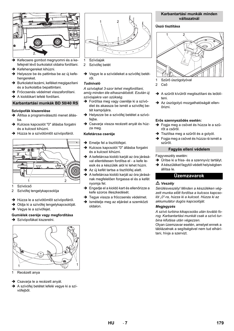 Üzemzavarok | Karcher BD 50-40 RS Bp User Manual | Page 179 / 332