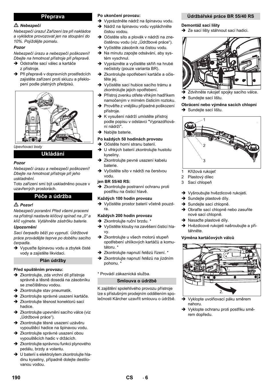 Přeprava ukládání péče a údržba | Karcher BD 50-40 RS Bp User Manual | Page 190 / 332