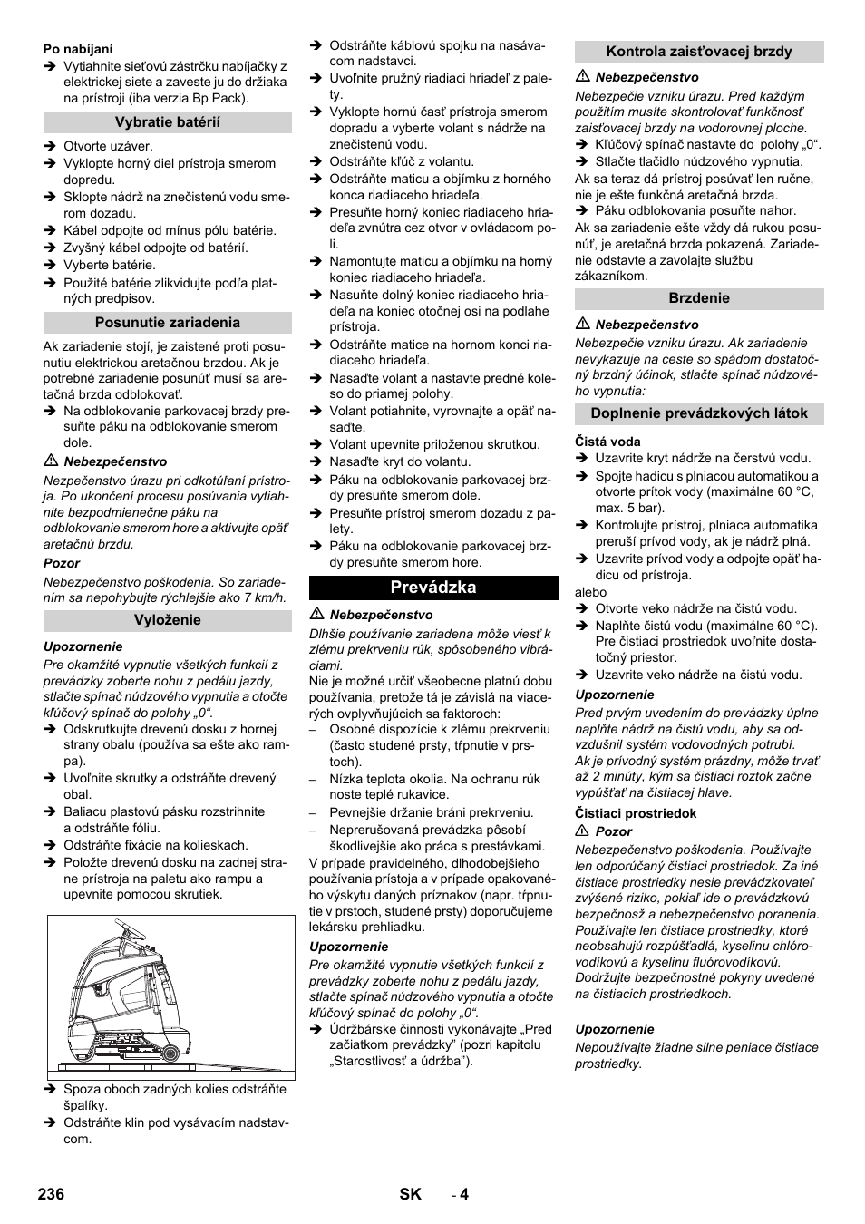 Prevádzka | Karcher BD 50-40 RS Bp User Manual | Page 236 / 332