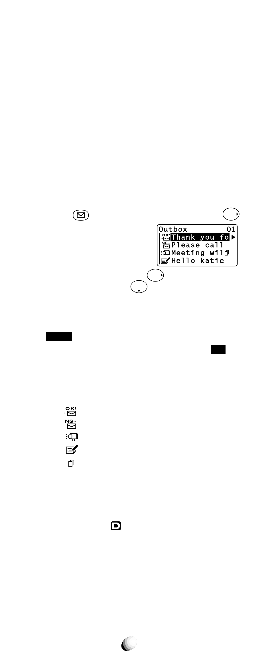 Reviewing sent messages, 60 send-message menu, Outbox options | Audiovox 9155-GPX User Manual | Page 60 / 107