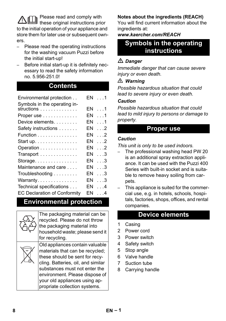 Karcher PW 20 User Manual | Page 8 / 132
