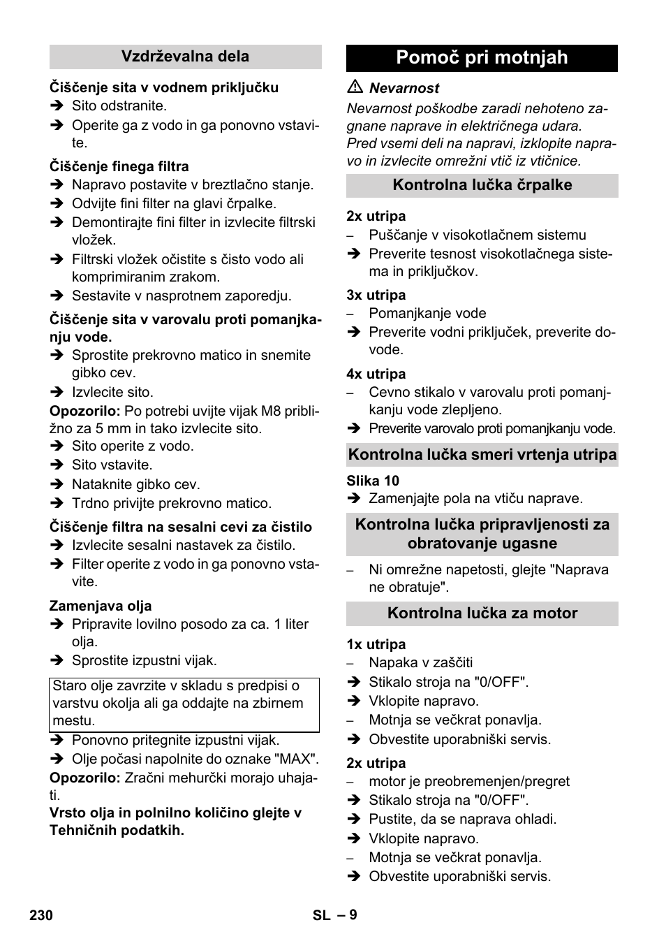 Pomoč pri motnjah | Karcher HDS 11-18 4 S Basic User Manual | Page 230 / 376