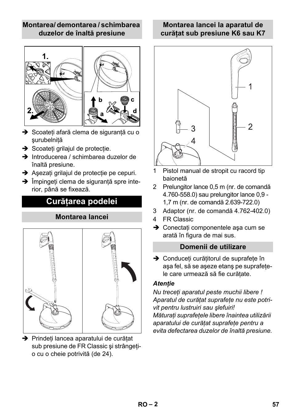 Curăţarea podelei | Karcher Nettoyeur haute pression HD 5-15 C+ avec FR Classic User Manual | Page 57 / 84