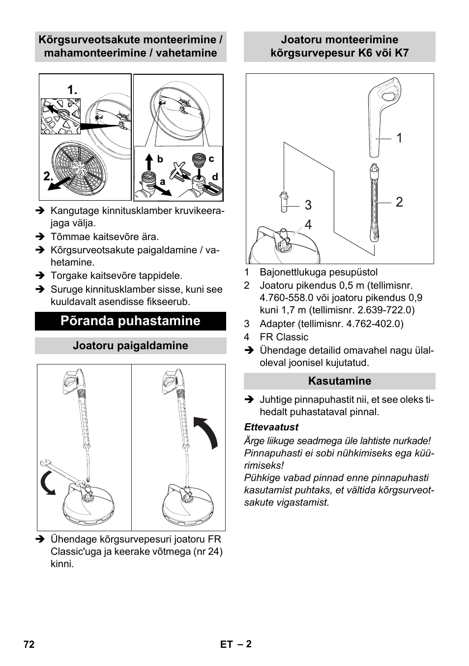 Põranda puhastamine | Karcher Nettoyeur haute pression HD 5-15 C+ avec FR Classic User Manual | Page 72 / 84