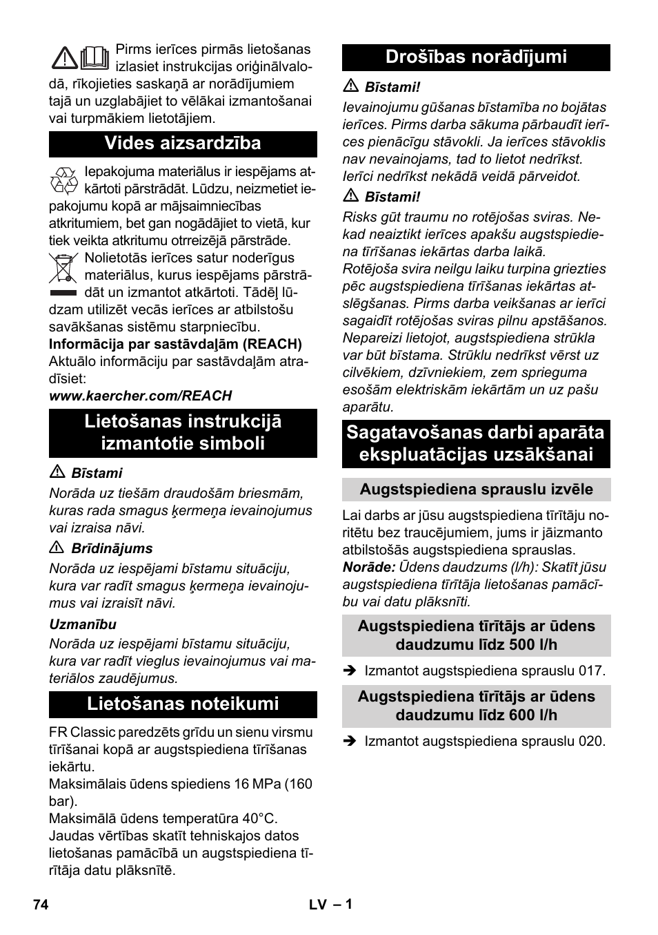 Latviešu | Karcher Nettoyeur haute pression HD 5-15 C+ avec FR Classic User Manual | Page 74 / 84