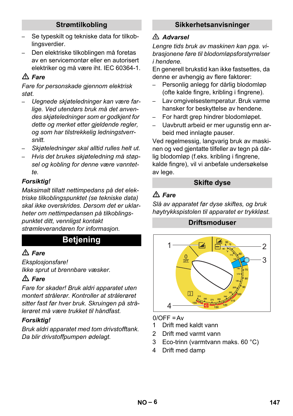 Betjening | Karcher Nettoyeur haute pression HDS 8-18-4 C Classic User Manual | Page 147 / 460