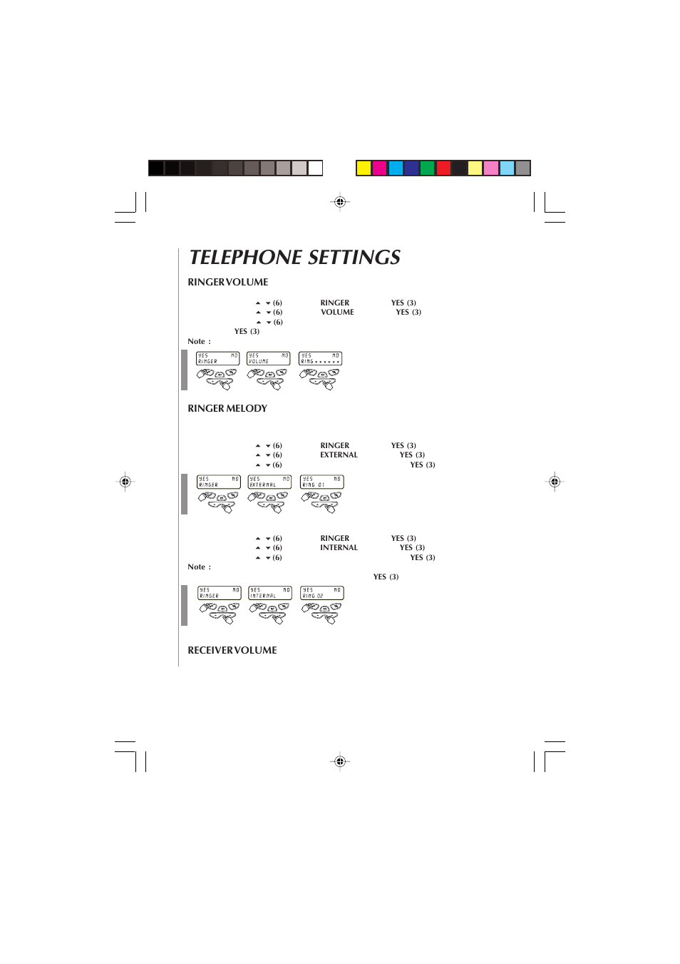 Telephone settings | Audiovox Dual Handset Cordless Phone User Manual | Page 19 / 26