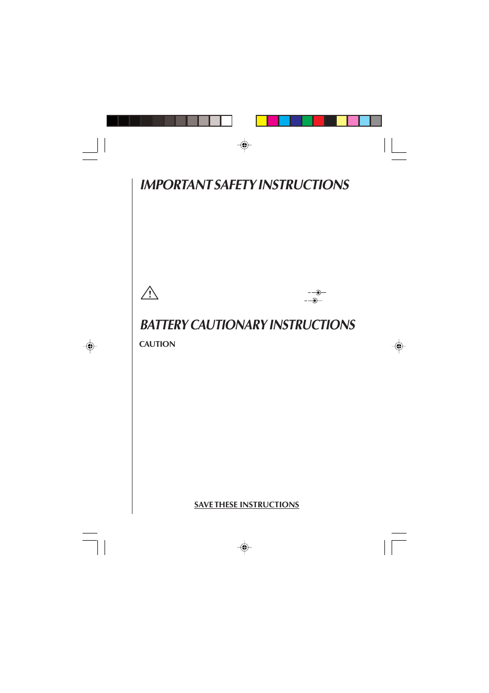 Battery cautionary instructions, Important safety instructions, Caution | Save these instructions | Audiovox Dual Handset Cordless Phone User Manual | Page 4 / 26