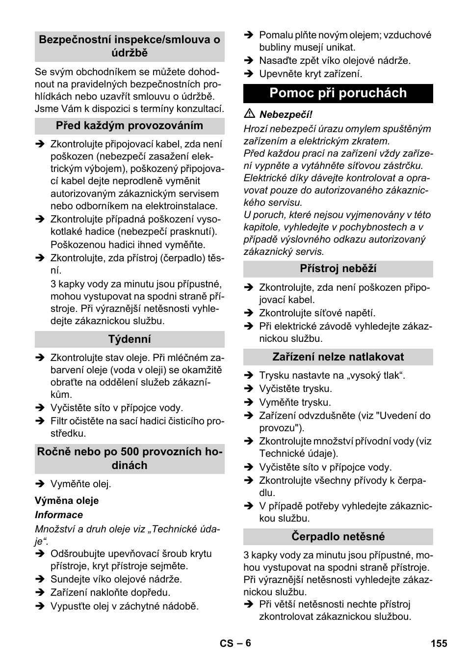 Pomoc při poruchách | Karcher Xpert HD 7140 X User Manual | Page 155 / 276