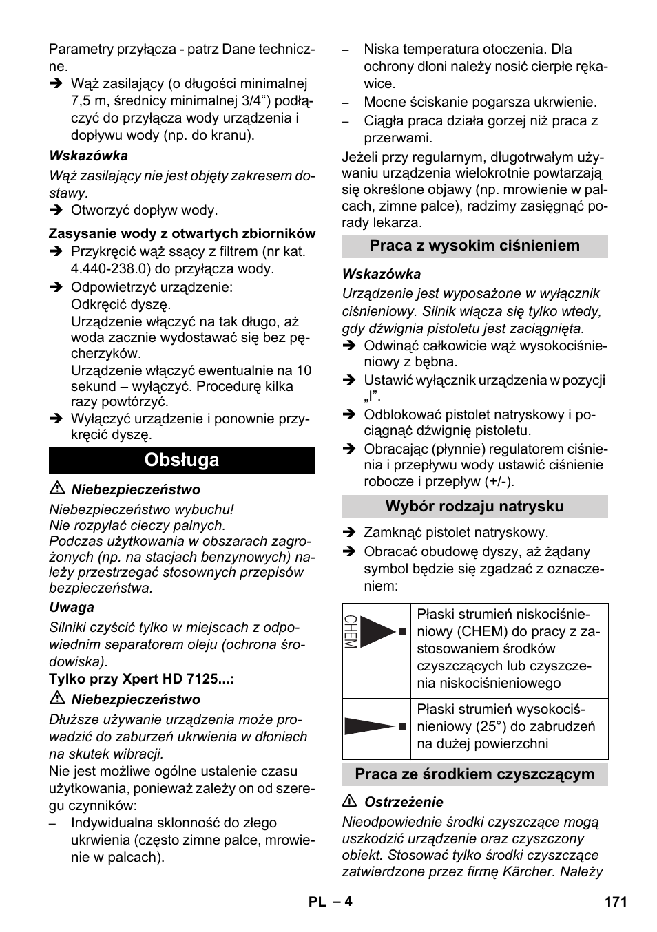 Obsługa | Karcher Xpert HD 7140 X User Manual | Page 171 / 276