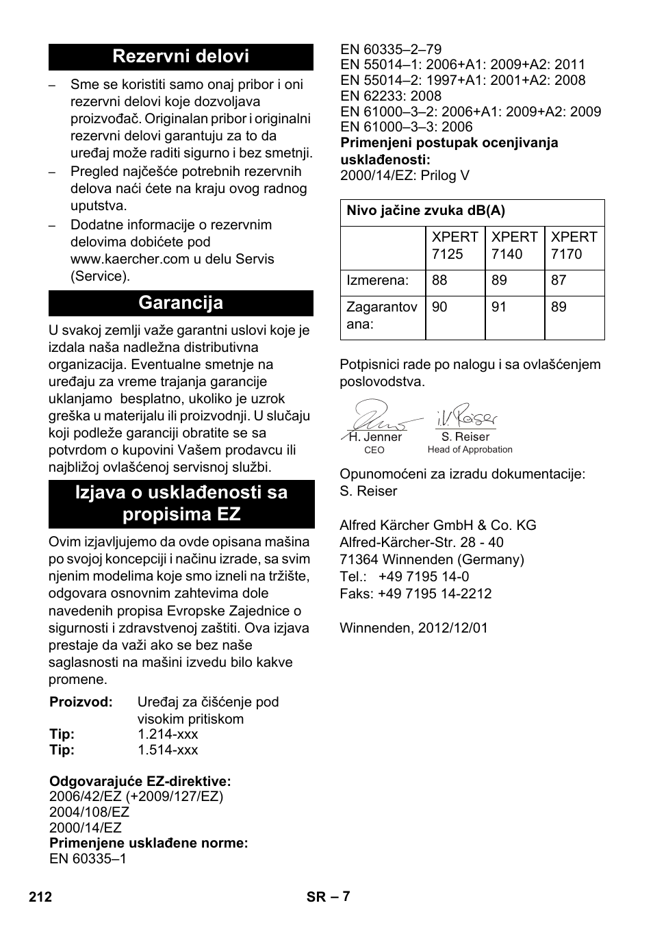 Karcher Xpert HD 7140 X User Manual | Page 212 / 276