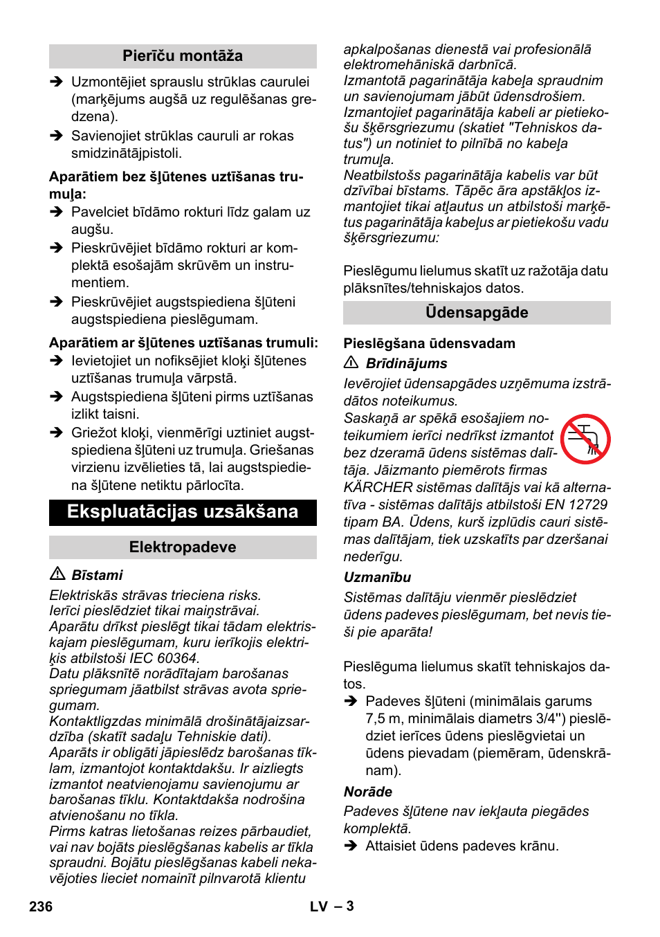 Ekspluatācijas uzsākšana | Karcher Xpert HD 7140 X User Manual | Page 236 / 276