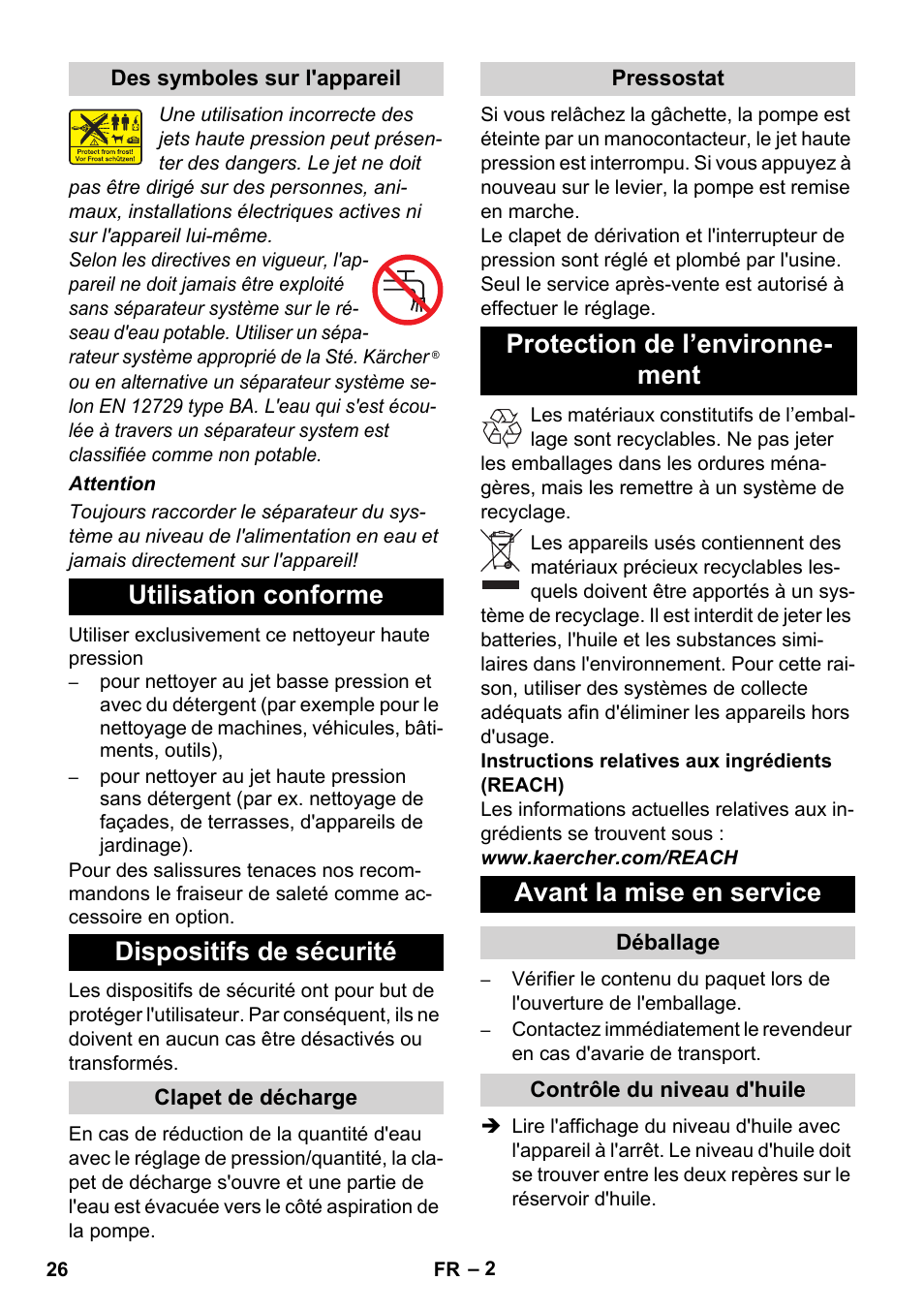 Utilisation conforme dispositifs de sécurité | Karcher Xpert HD 7140 X User Manual | Page 26 / 276