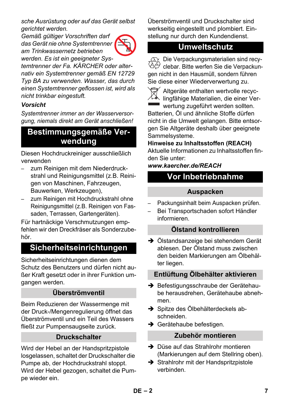 Umweltschutz vor inbetriebnahme | Karcher Xpert HD 7140 X User Manual | Page 7 / 276