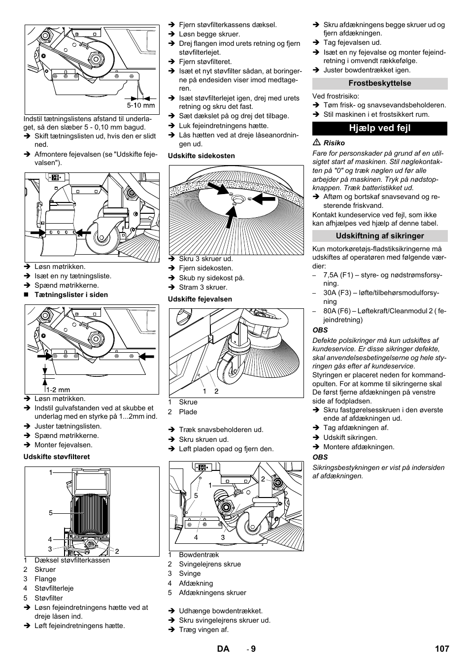 Hjælp ved fejl | Karcher BD 100-250 R I Bp User Manual | Page 107 / 370