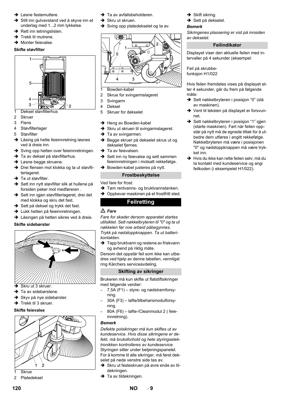 Feilretting | Karcher BD 100-250 R I Bp User Manual | Page 120 / 370