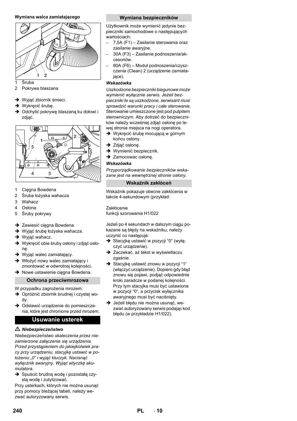 Usuwanie usterek | Karcher BD 100-250 R I Bp User Manual | Page 240 / 370