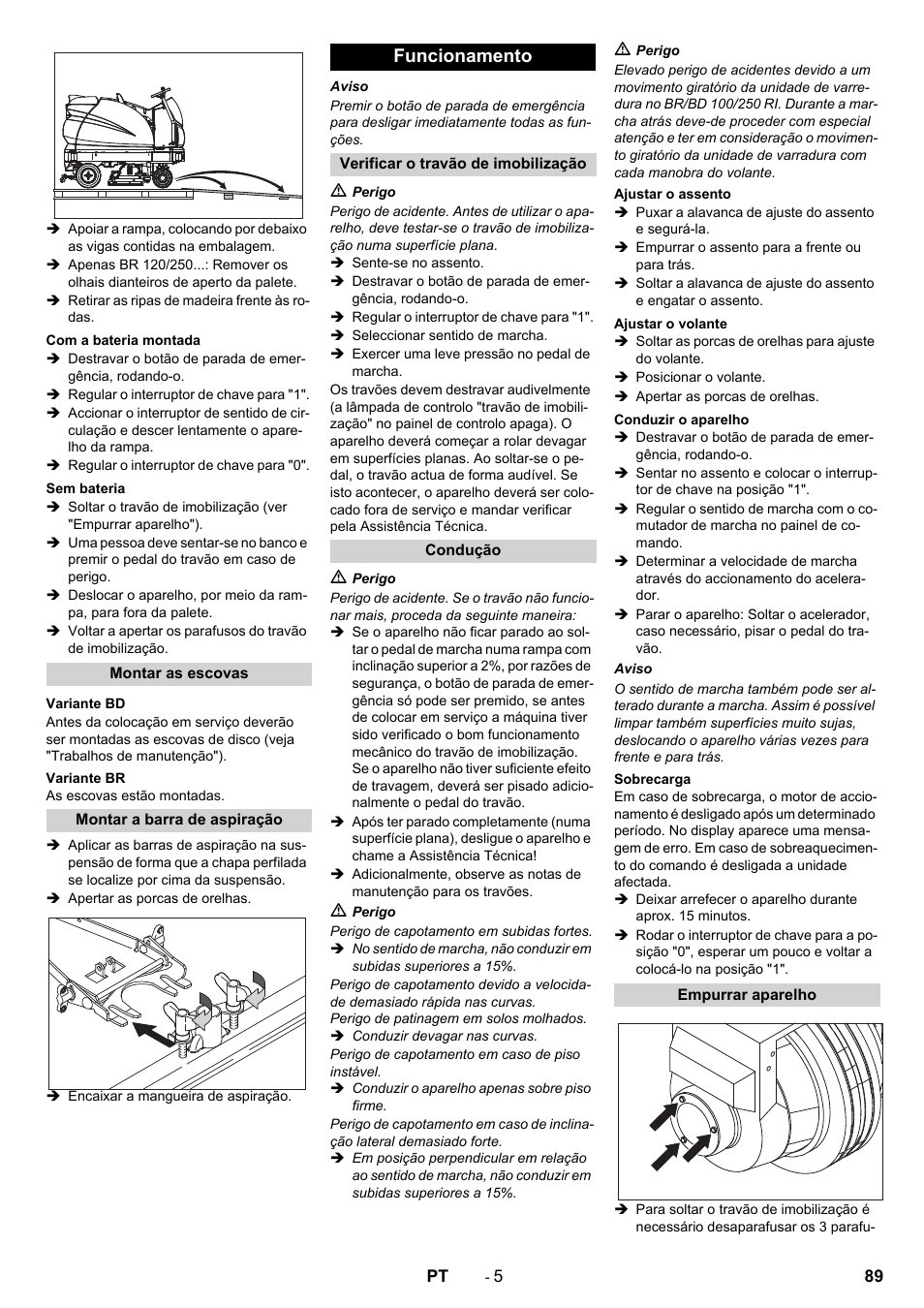 Funcionamento | Karcher BD 100-250 R I Bp User Manual | Page 89 / 370