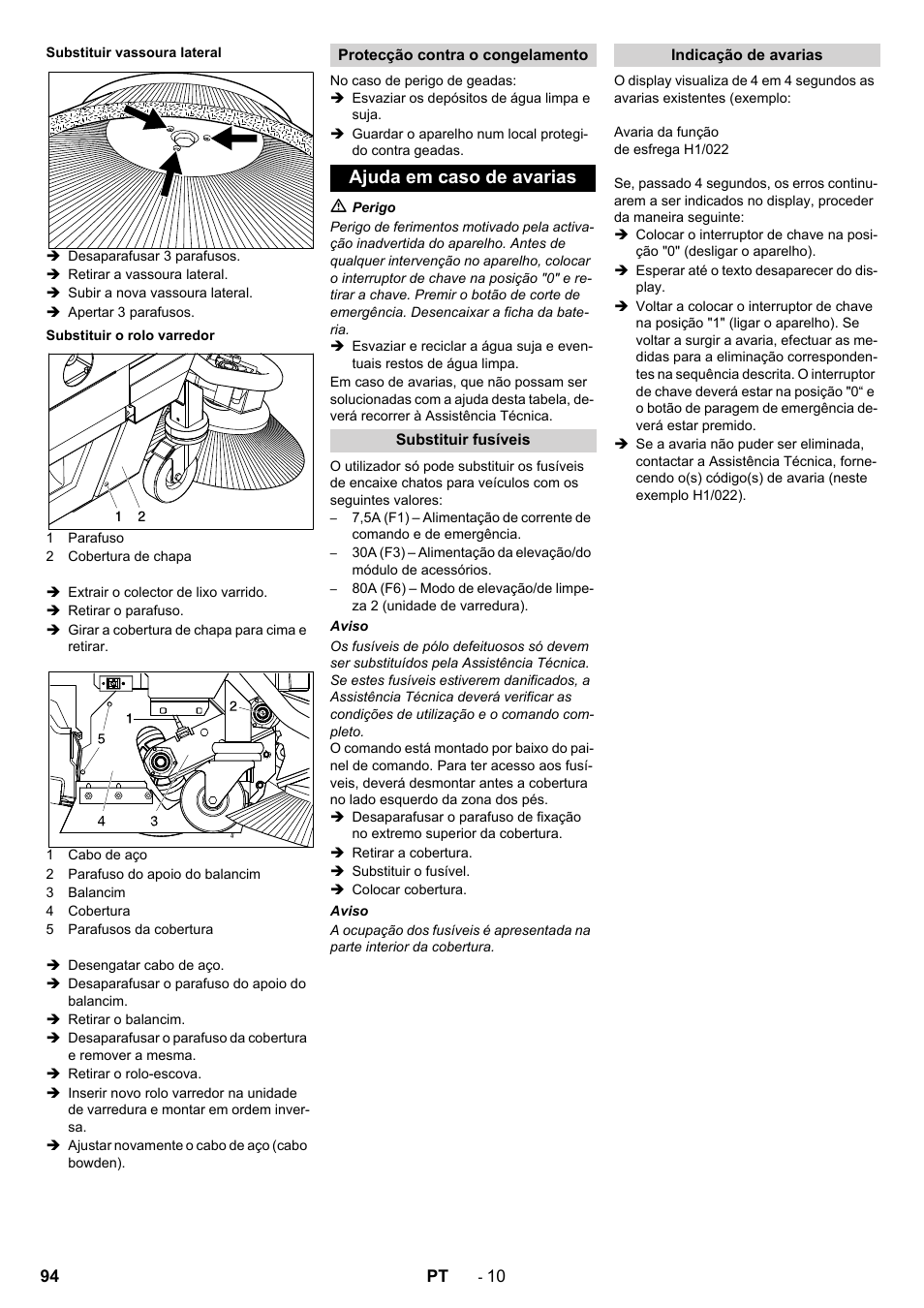 Ajuda em caso de avarias | Karcher BD 100-250 R I Bp User Manual | Page 94 / 370