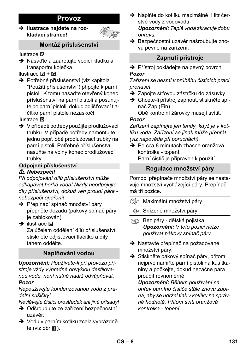 Provoz | Karcher SC 3-000 User Manual | Page 131 / 238