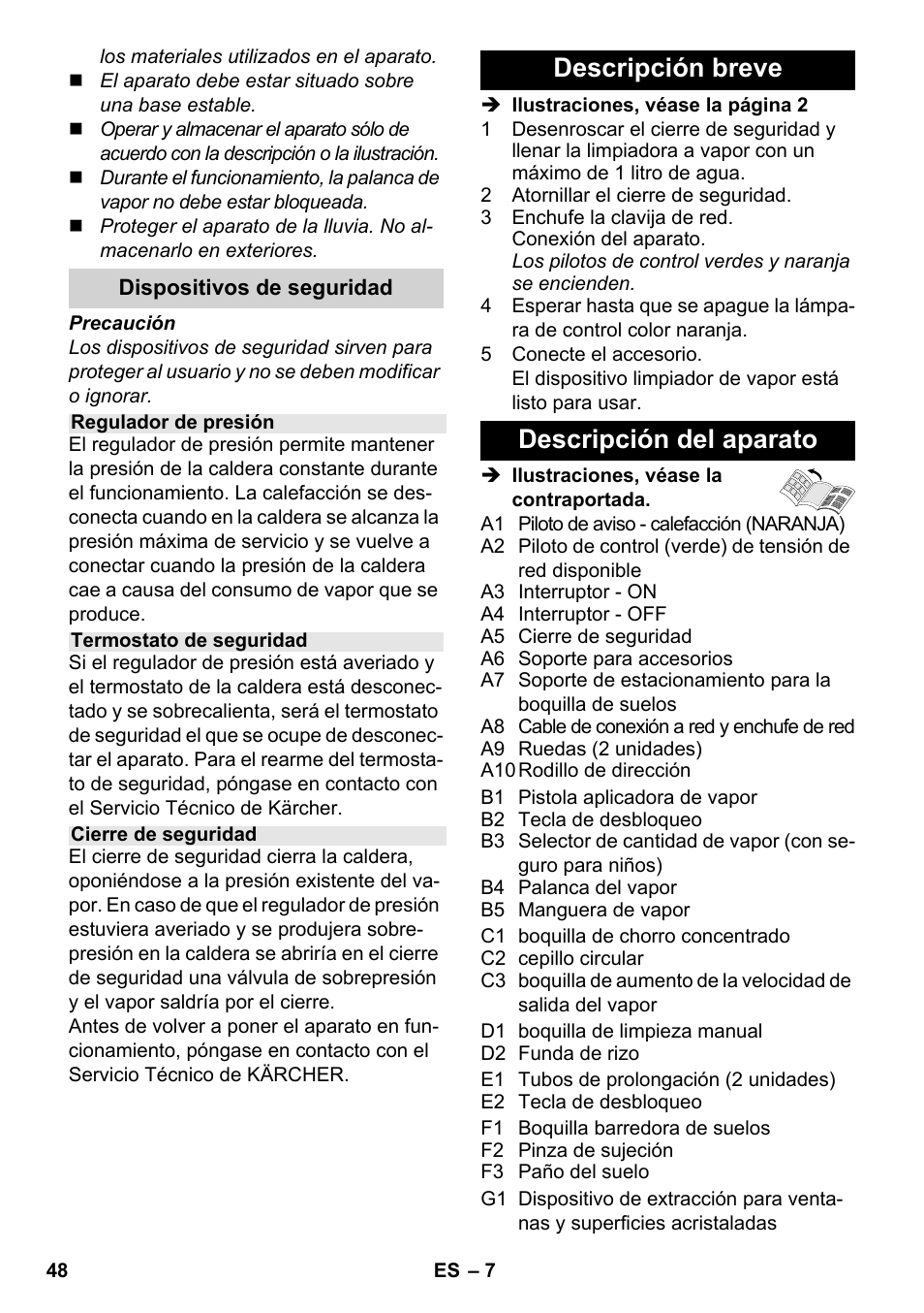 Descripción breve descripción del aparato | Karcher SC 3-000 User Manual | Page 48 / 238