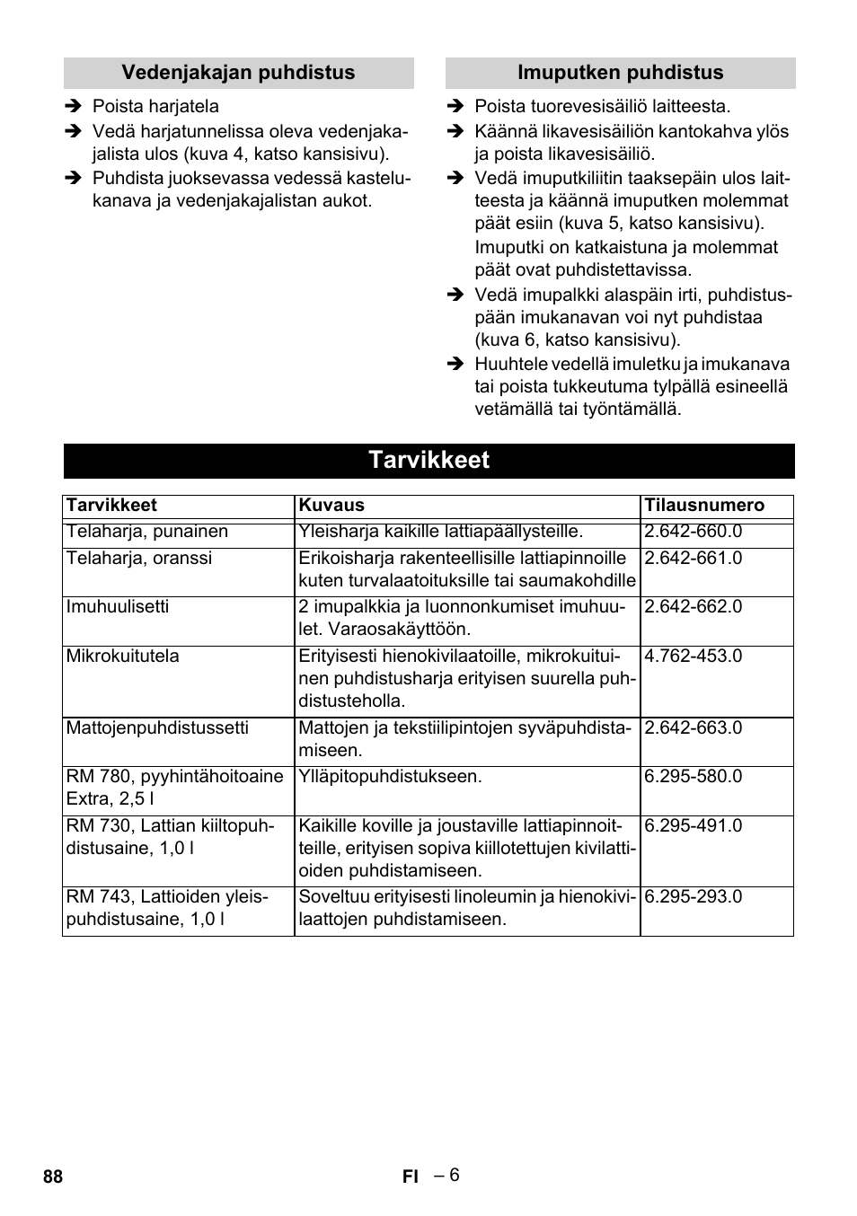 Tarvikkeet | Karcher Hartbodenreiniger BR 4-300 User Manual | Page 88 / 232