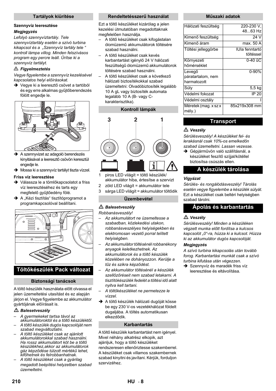 Töltőkészülék pack változat | Karcher B 140 R Bp Pack 400 Ah роликовая-дисковая User Manual | Page 210 / 406