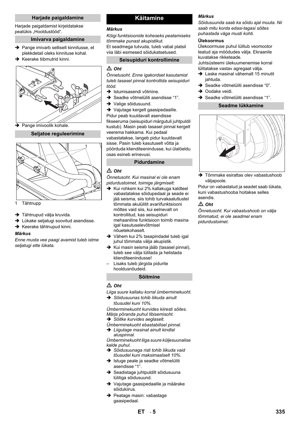 Käitamine | Karcher B 140 R Bp Pack 400 Ah роликовая-дисковая User Manual | Page 335 / 406