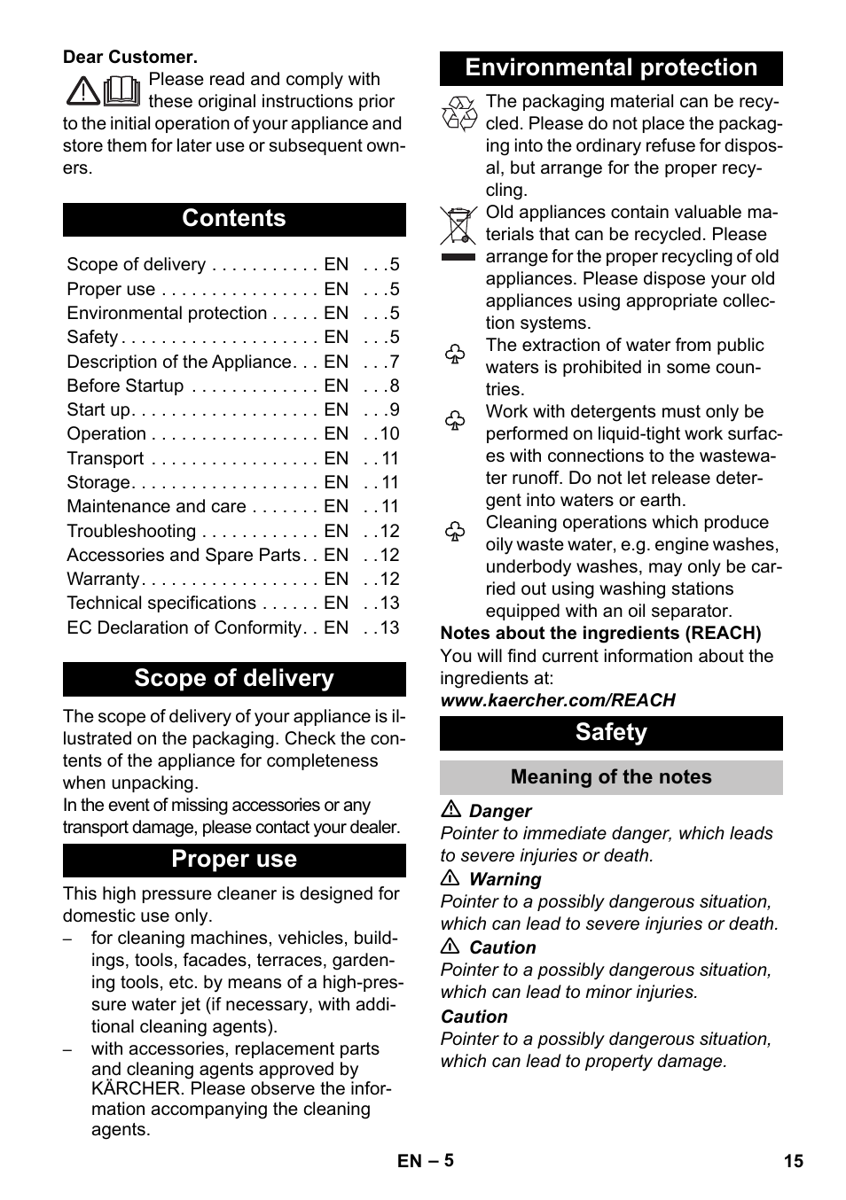 Karcher K 5 Premium User Manual | Page 15 / 294