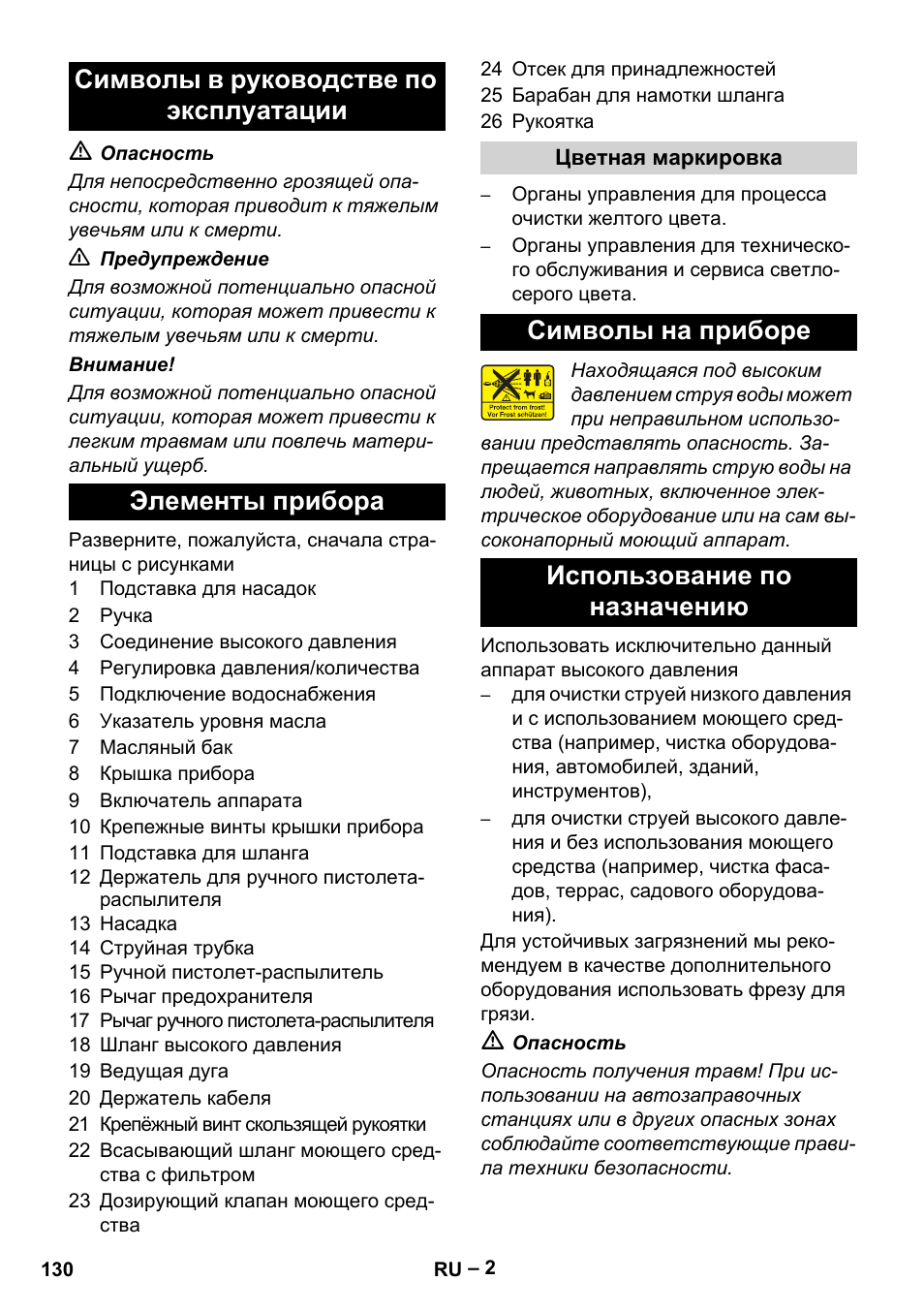 Символы на приборе использование по назначению | Karcher HD 5-15 C + FR User Manual | Page 130 / 280