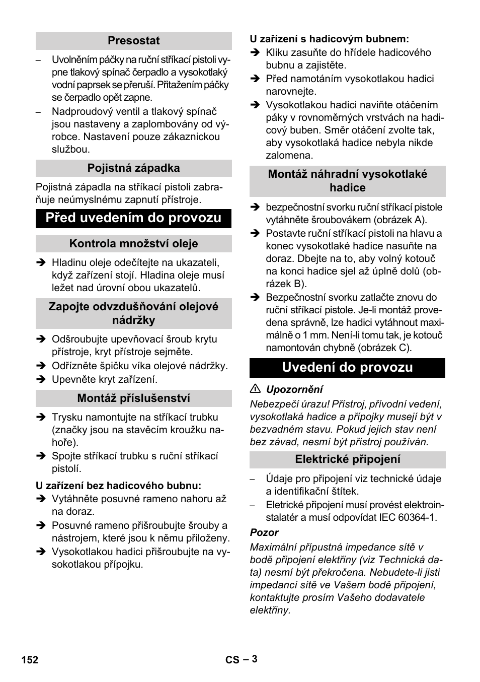 Před uvedením do provozu, Uvedení do provozu | Karcher HD 5-15 C + FR User Manual | Page 152 / 280