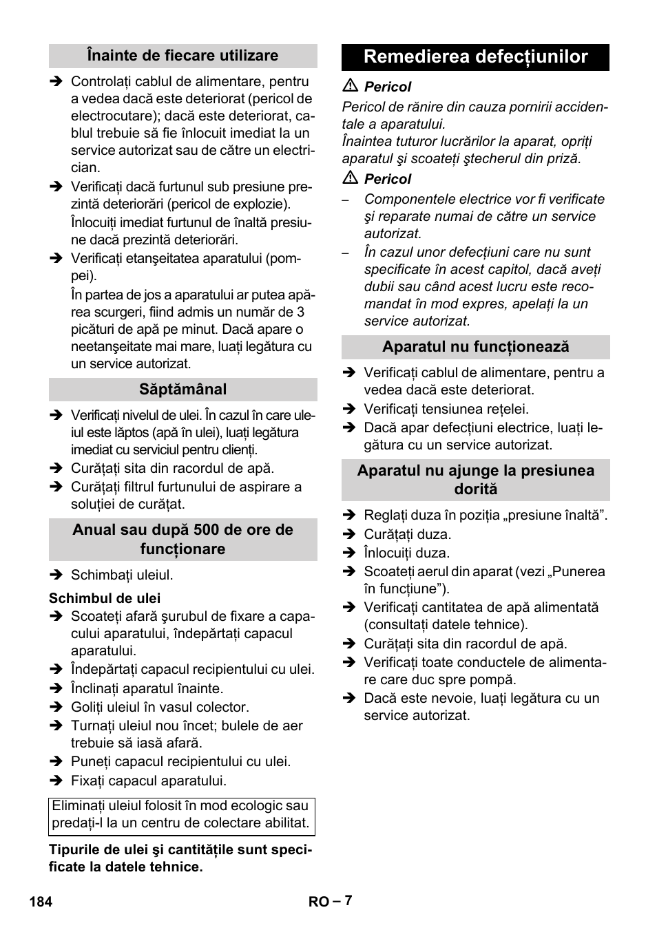 Remedierea defecţiunilor | Karcher HD 5-15 C + FR User Manual | Page 184 / 280