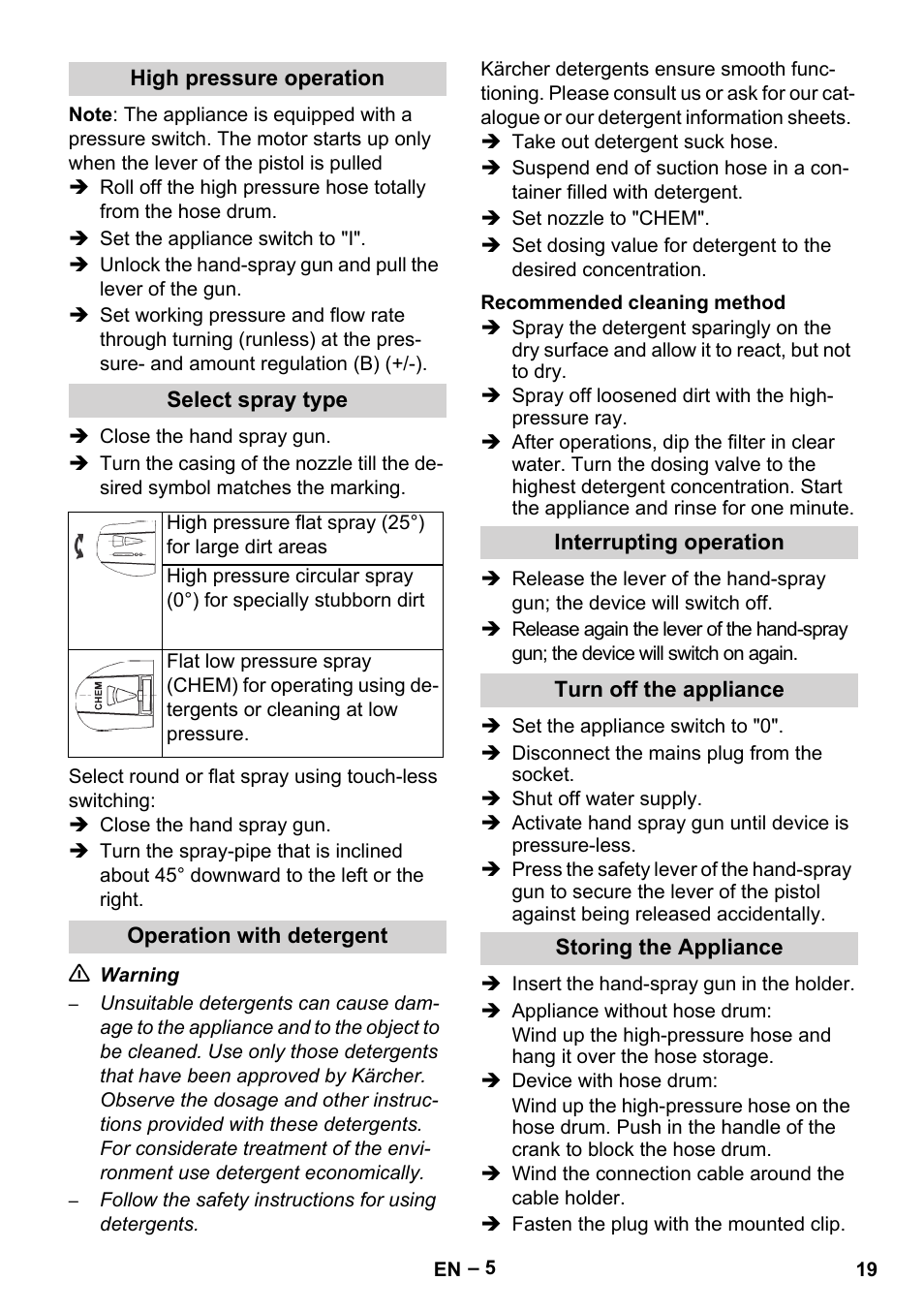 Karcher HD 5-15 C + FR User Manual | Page 19 / 280
