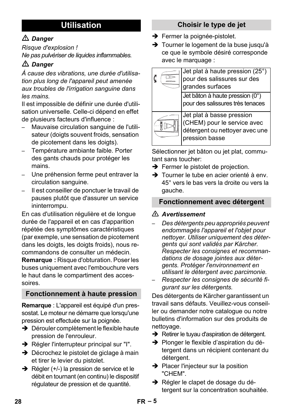 Utilisation | Karcher HD 5-15 C + FR User Manual | Page 28 / 280