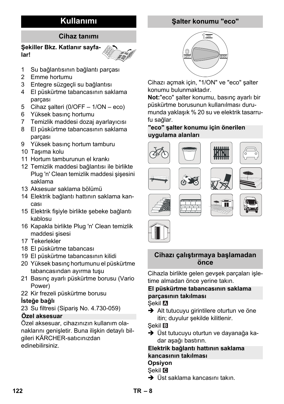 Kullanımı | Karcher K 7 Premium eco!ogic Home User Manual | Page 122 / 264