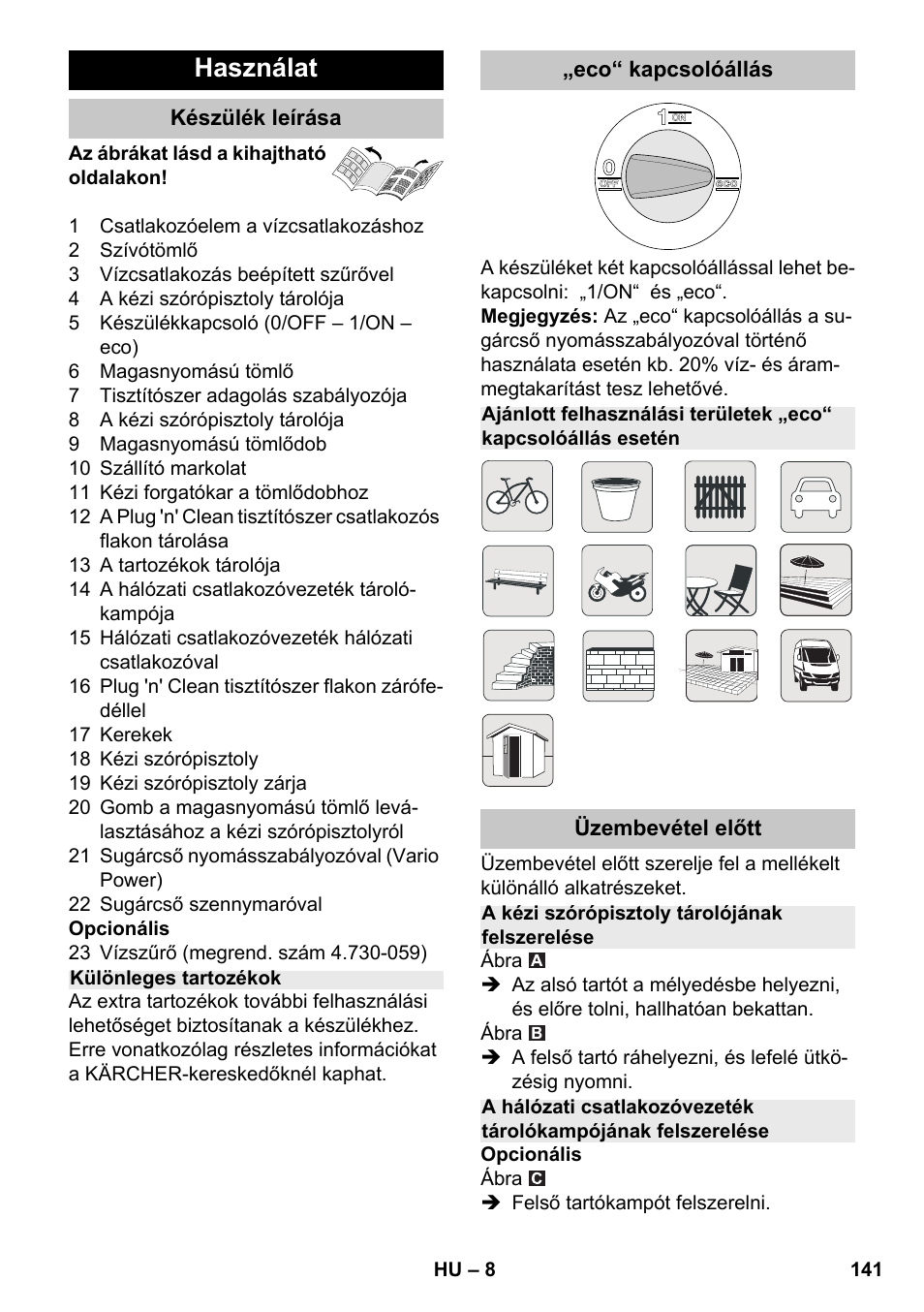 Használat | Karcher K 7 Premium eco!ogic Home User Manual | Page 141 / 264