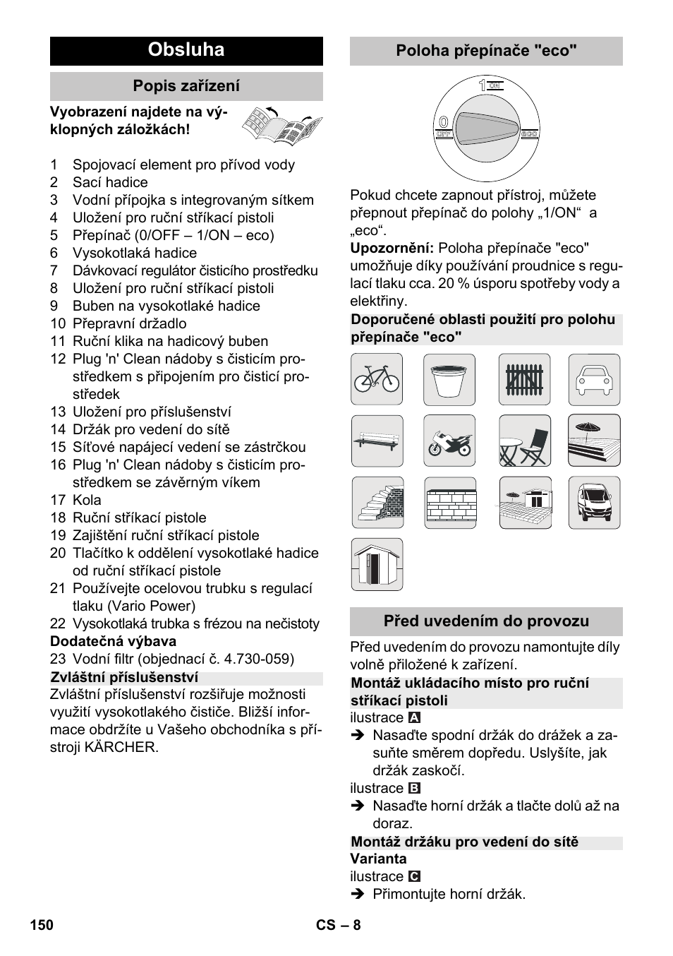 Obsluha | Karcher K 7 Premium eco!ogic Home User Manual | Page 150 / 264