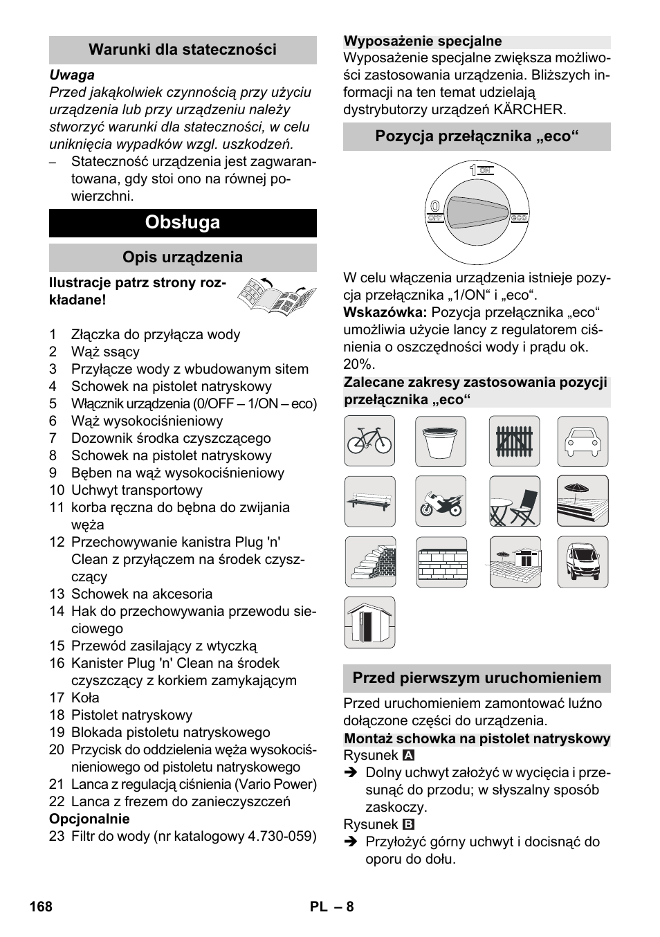 Obsługa | Karcher K 7 Premium eco!ogic Home User Manual | Page 168 / 264