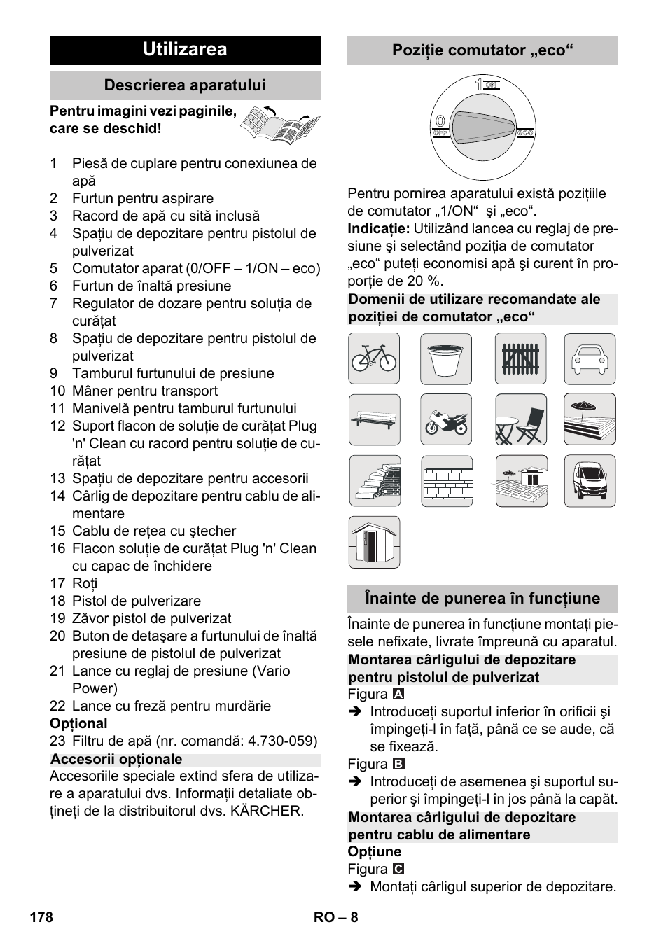 Utilizarea | Karcher K 7 Premium eco!ogic Home User Manual | Page 178 / 264