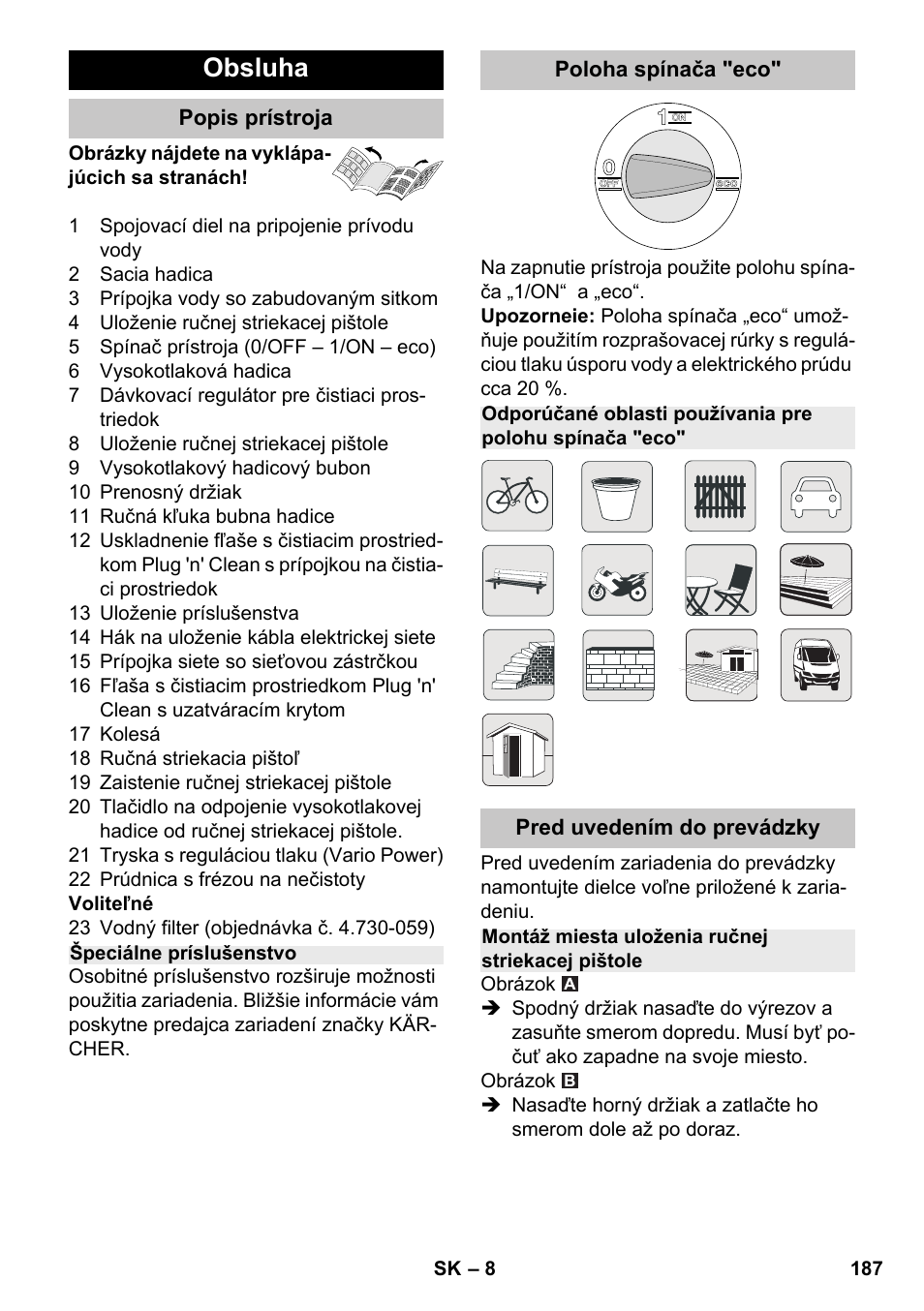 Obsluha | Karcher K 7 Premium eco!ogic Home User Manual | Page 187 / 264