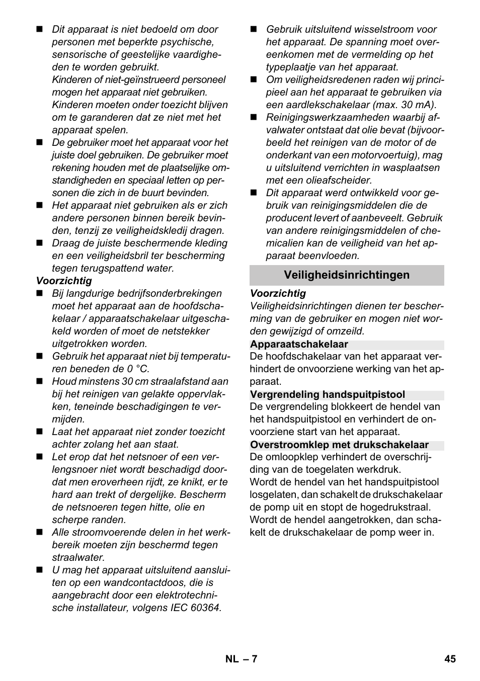 Karcher K 7 Premium eco!ogic Home User Manual | Page 45 / 264