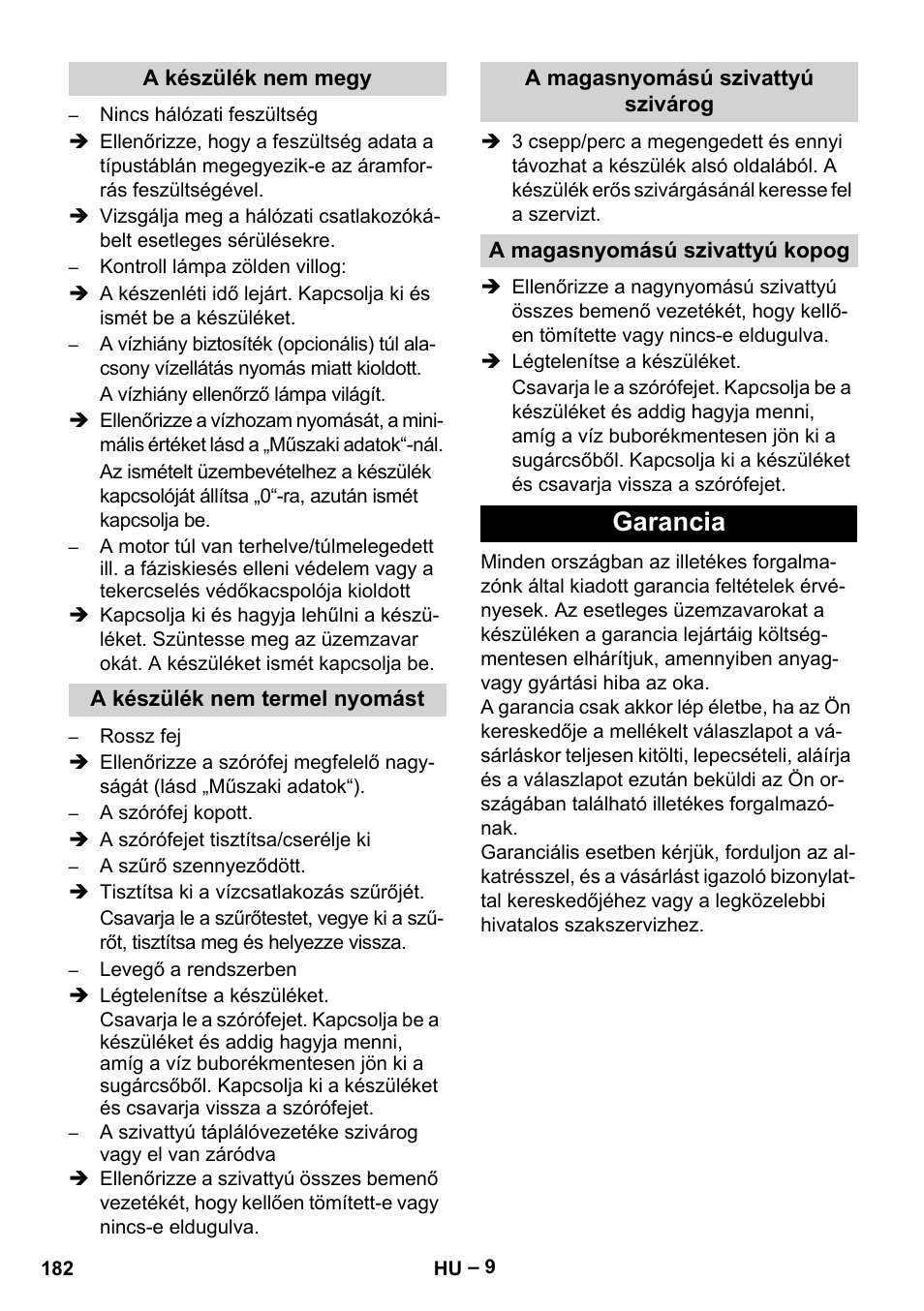 Garancia | Karcher HD 13-35-4 User Manual | Page 182 / 344