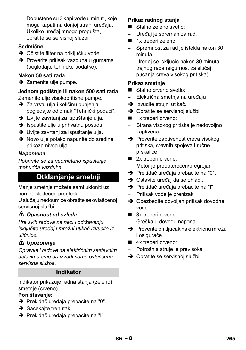 Otklanjanje smetnji | Karcher HD 13-35-4 User Manual | Page 265 / 344