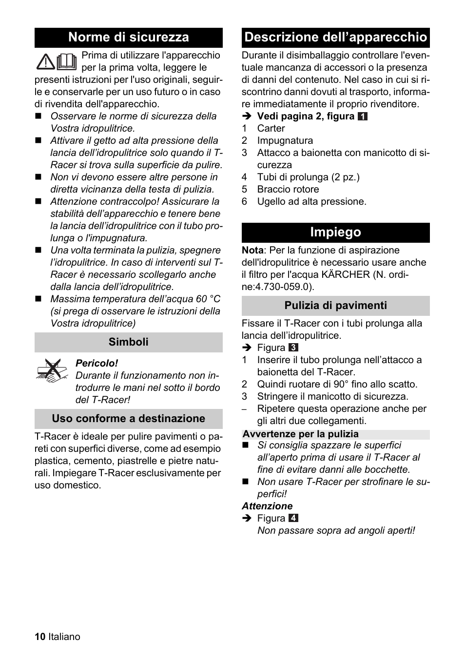 Obj_doku-99996-001, Norme di sicurezza, Descrizione dell’apparecchio impiego | Karcher K 4 Premium eco!ogic Home User Manual | Page 10 / 64