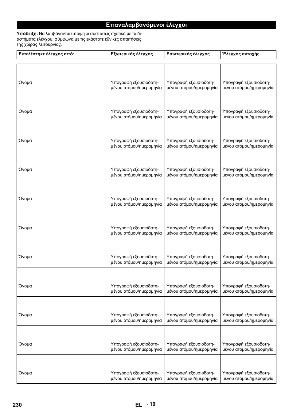 Επαναλαμβανόμενοι έλεγχοι | Karcher HDS 9-14-4 ST Eco User Manual | Page 230 / 444